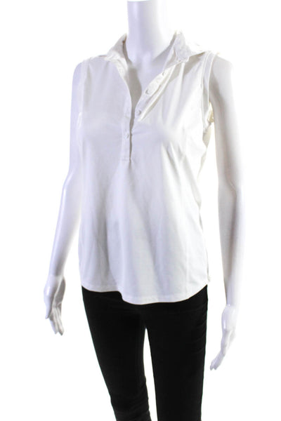 Zero Restriction Womens Collared Sleeveless Pullover Tank Top White Size S