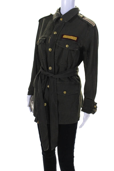L'Agence Womens Button Down Military Romana Jacket Ivy Green Size Medium