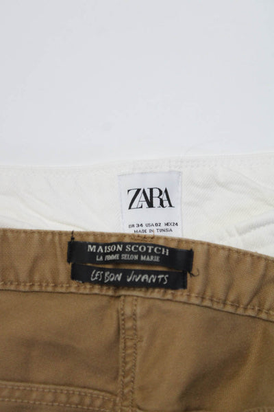 Zara Maison Scotch Womens Cotton High Rise Wide Leg Jeans White Size 1 2 Lot 2