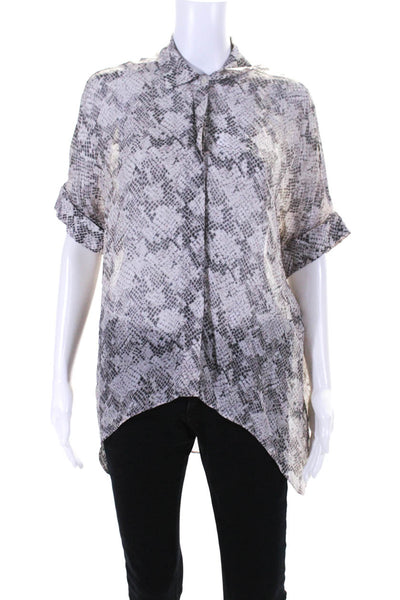 Allsaints Womens Snakeskin Print Button Down Shirt Multi Colored Size Small