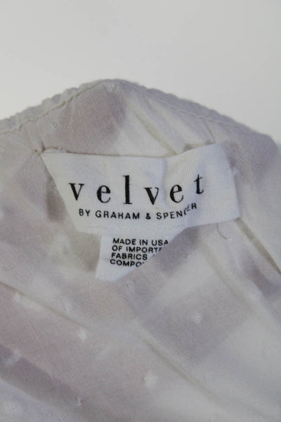 Velvet by Graham & Spencer Womens Swiss Dot Key Hole Neck Blouse White Size Smal