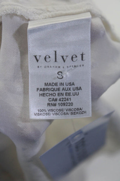 Velvet by Graham & Spencer Womens Swiss Dot Key Hole Neck Blouse White Size Smal