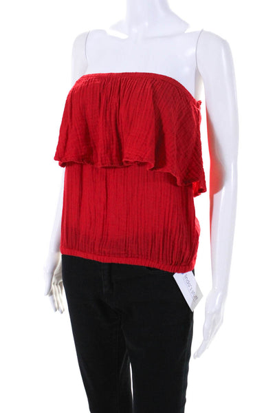Michael Stars Womens Off The Shoulder Blouse Red Cotton Size Extra Small