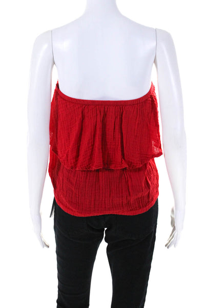 Michael Stars Womens Off The Shoulder Blouse Red Cotton Size Extra Small