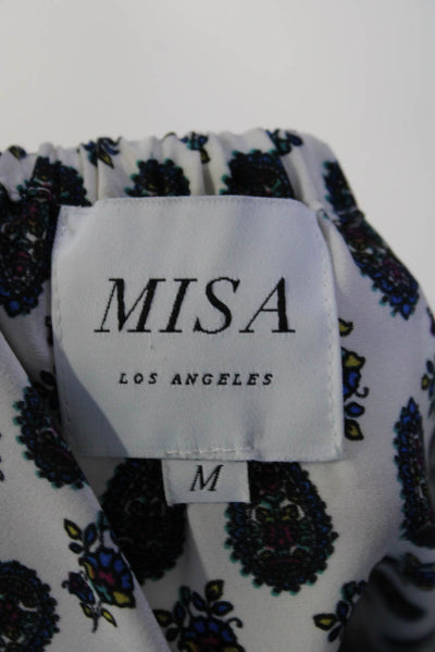 Misa Womens Floral Print 3/4 Sleeves Blouse White Multi Colored Size Medium