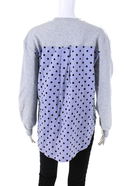 Jason Wu Womens Cotton Womens Crew Neck Button-Up Hem Sweatshirt Gray Size XS