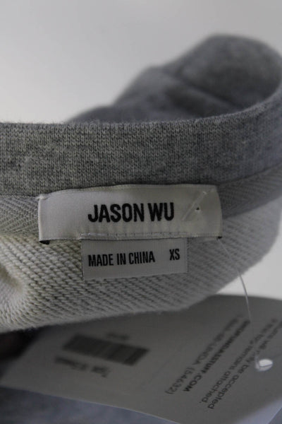 Jason Wu Womens Cotton Womens Crew Neck Button-Up Hem Sweatshirt Gray Size XS