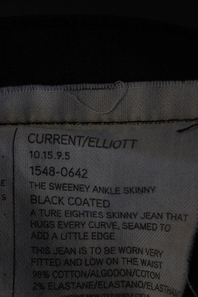 Current/Elliott Womens Cotton Darted Buttoned Skinny Leg Pants Black Size EUR29