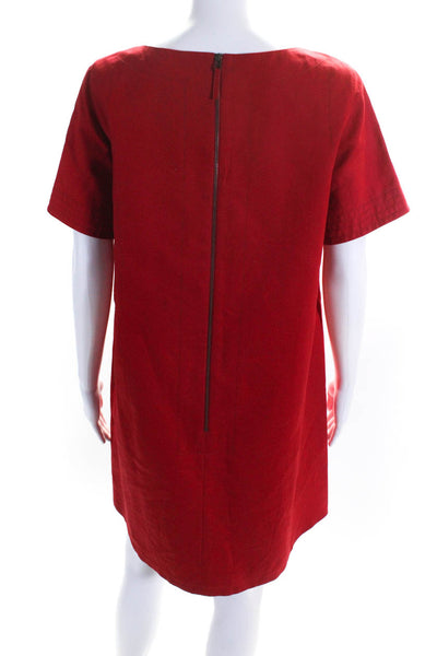 Paule Ka Womens Cotton Darted Back Zipped Short Sleeve Midi Dress Red Size EUR38