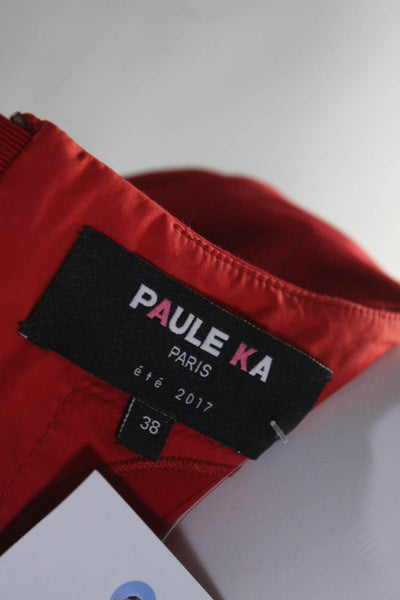 Paule Ka Womens Cotton Darted Back Zipped Short Sleeve Midi Dress Red Size EUR38