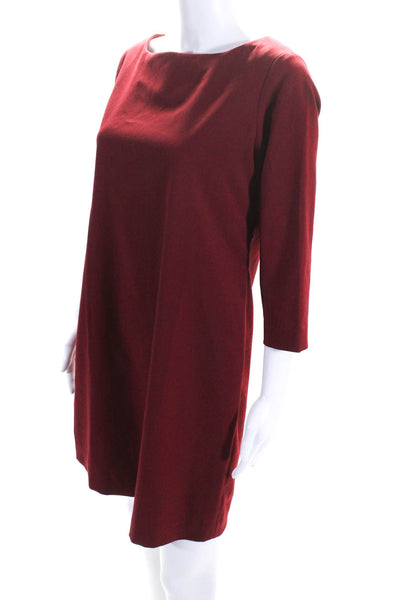 Roberta Freymann Womens Silk Back Zipped Long Sleeve Midi Dress Red Size S