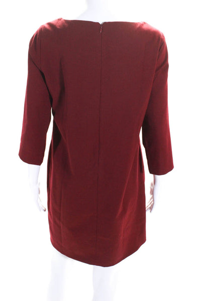 Roberta Freymann Womens Silk Back Zipped Long Sleeve Midi Dress Red Size S