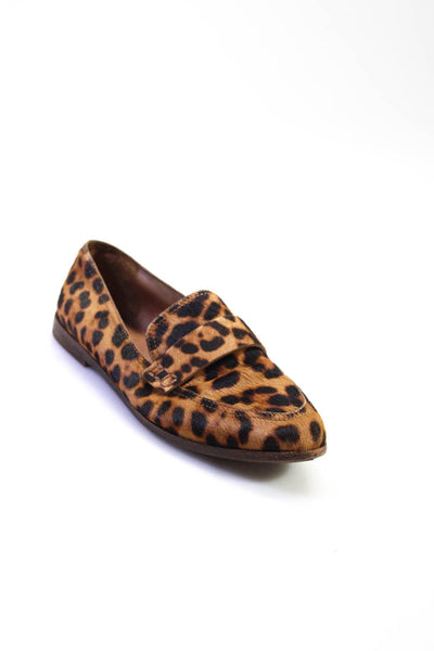 Madewell Womens Leopard Spotted Pony Hair Loafers Brown Leather Size 7.5