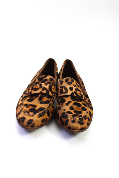 Madewell Womens Leopard Spotted Pony Hair Loafers Brown Leather Size 7.5