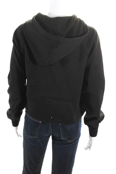 Laslulu Womens Pullover Half Zip Pocket Front Hoodie Sweater Black Size Small