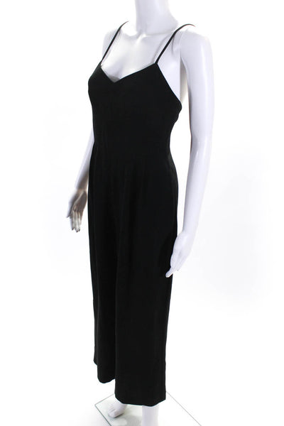 J Crew Womens Back Zip Spaghetti Strap V Neck Wide Leg Jumpsuit Black Size 4