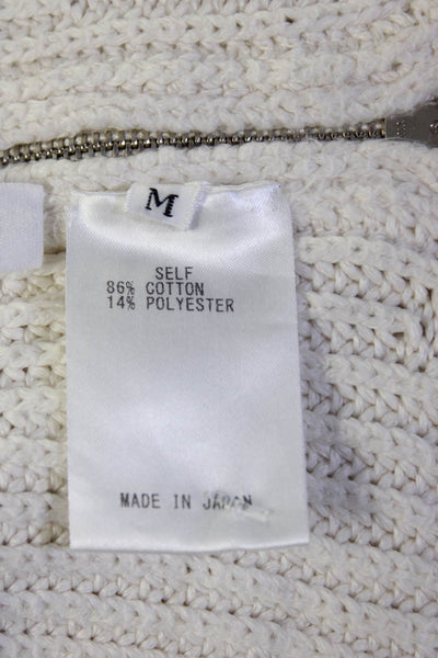 Adeam Womens Side Zipper Turtleneck Sweater White Cotton Size Medium