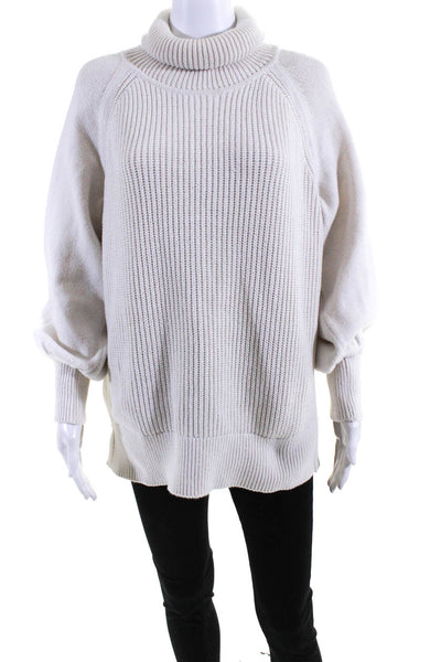 Adeam Womens Long Sleeves Turtleneck Sweater White Cotton Size Small