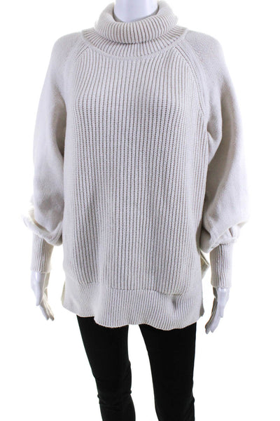 Adeam Womens Long Sleeves Turtleneck Sweater White Cotton Size Small