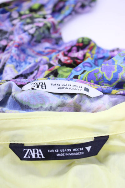 Zara Women's Collar Long Sleeves Cropped Blouse Yellow Size XS Lot 2