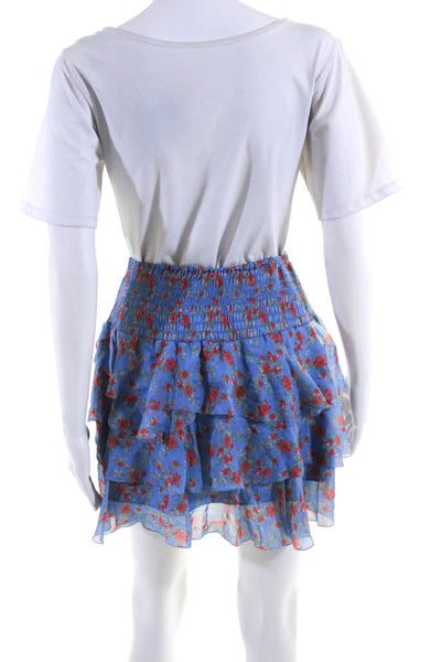 Intermix Women's Smocked Waist Ruffle Tiered Mini Floral Skirt Size P