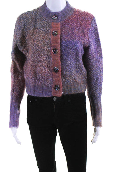 Dannijo Women's Long Sleeves Button Down Cardigan Sweater Purple Size S
