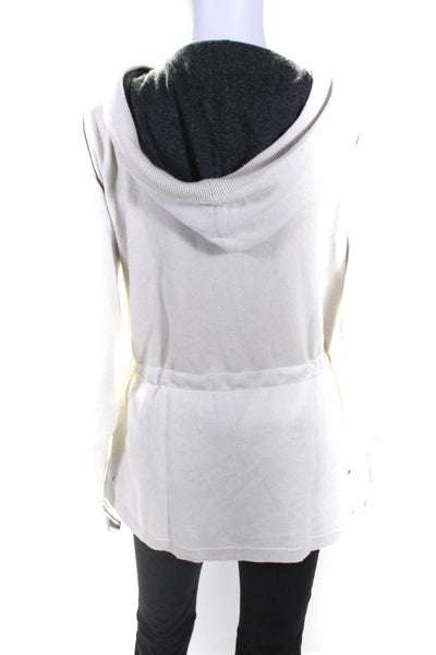Magaschoni Womens Silk Blend Full Zipper Hoodie Beige Size Medium