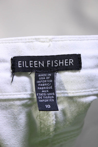 Eileen Fisher Womens Mid Rise Skinny Leg Jeans White Cotton Size 10