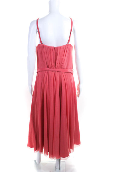 Badgley Mischka Womens Pleated Sleeveless Zipped Maxi Gown Pink Size EUR20