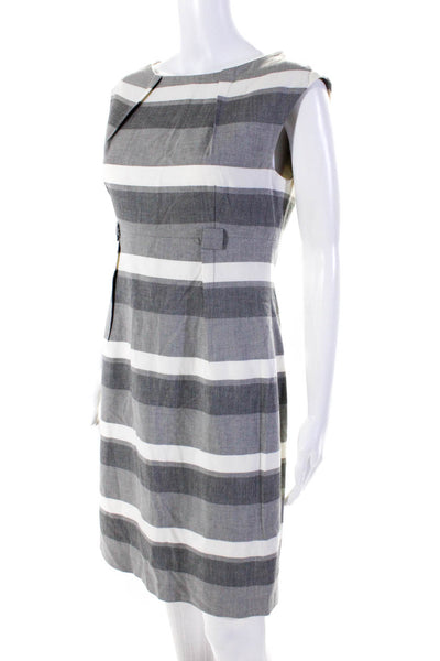 Calvin Klein Womens Twotone Gray Striped Boat Neck Sleeveless Shift Dress Size 6
