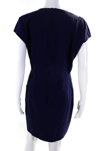 MM. La Fleur Womens Dark Purple Wool Crew Neck Cap Sleeve Shift Dress Size 10