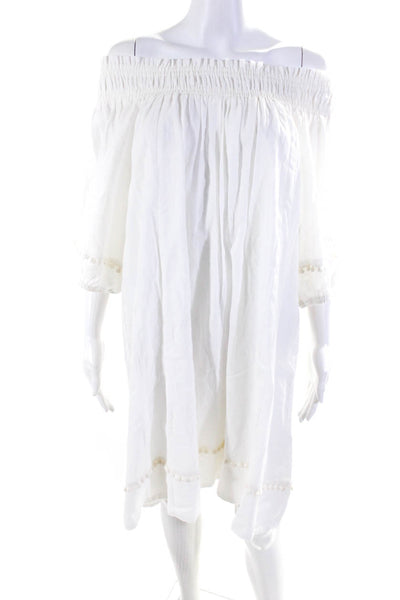 A Piece Apart Women's Puff Sleeve A Line Knee Length Dress White Size 10