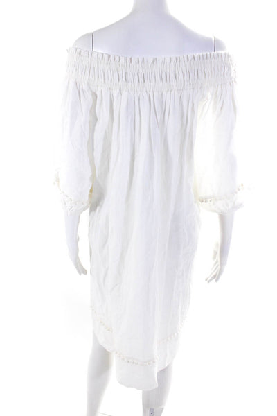 A Piece Apart Women's Puff Sleeve A Line Knee Length Dress White Size 10