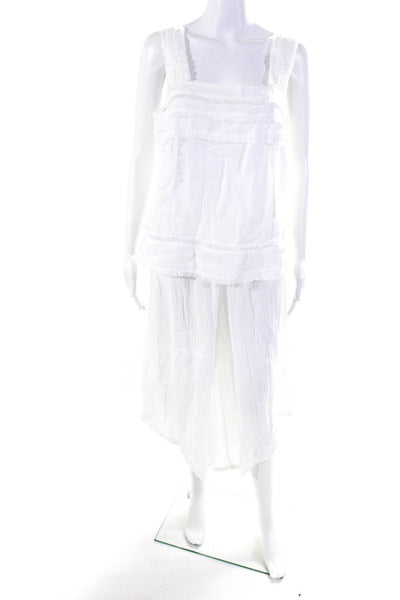 J Crew Michael Stars Women's Fringe Top Capri Lounge Pants White Size XS 6 Lot 2