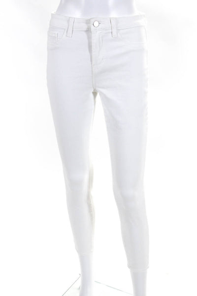 L'Agence Womens Margot High Rise Ankle Skinny Jeans Pants White Size 26