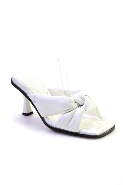 Circus Womens Sim Stiletto Knotted Faux Leather Mules Sandals White Size 8.5