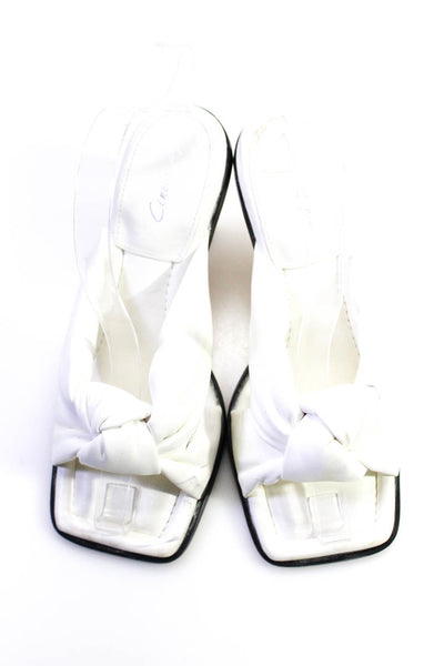Circus Womens Sim Stiletto Knotted Faux Leather Mules Sandals White Size 8.5