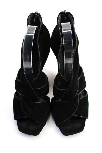 Veronica Beard Womens Crossover Peep Toe Stiletto Sandals Black Suede Size 8.5