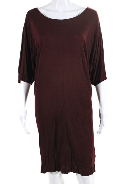 Allsaints Womens Dolman Sleeve Round Neck Jersey Wiggle Dress Maroon Size 6
