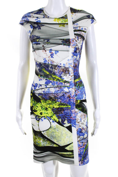 Clover Canyon Womens Abstract Print Boat Neck Sheath Dress Multicolor Size S