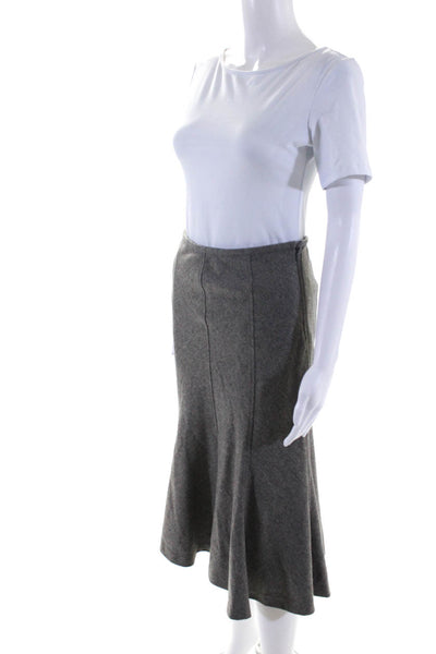 Ralph Lauren Womens Solid Gray Wool Side Zip Lined Maxi A-Line Skirt Size 2