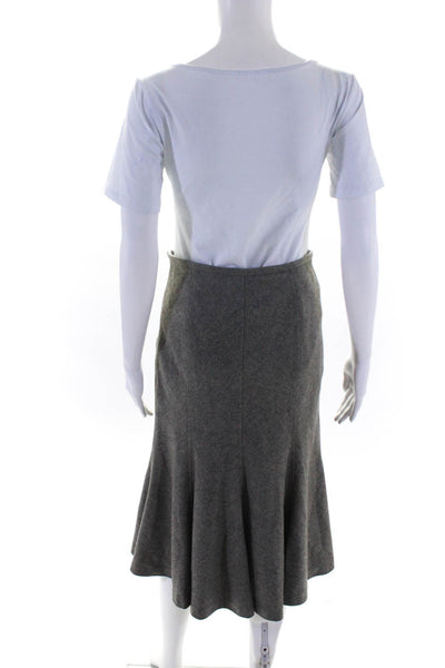 Ralph Lauren Womens Solid Gray Wool Side Zip Lined Maxi A-Line Skirt Size 2