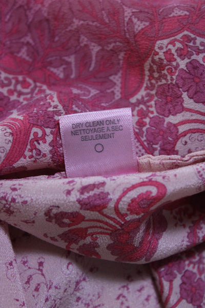 Calypso Saint Barth Women's Long Sleeve Floral Print Silk Blouse Pink Size M
