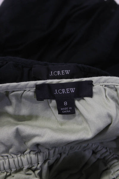 J Crew Women's Long Sleeve Button Front Tops Black Green Size 8 Lot 2