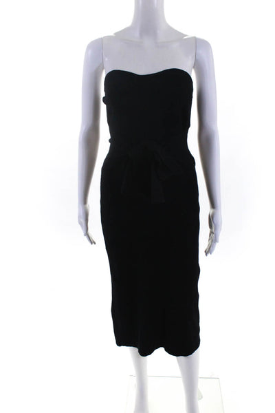 Toccin Women's Strapless Ribbed Tie Waist Midi Dress Black Size 4