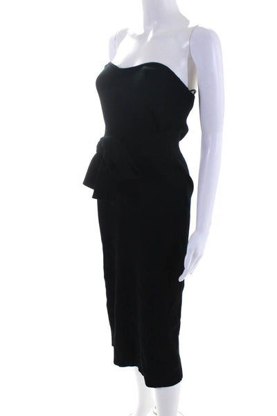 Toccin Women's Strapless Ribbed Tie Waist Midi Dress Black Size 4