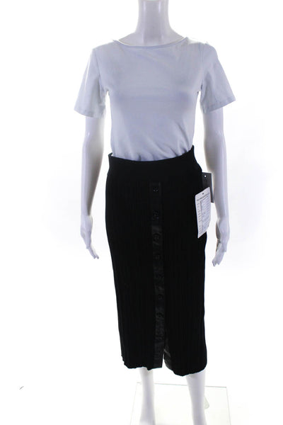 Toccin Women's Button Front Knit Midi Skirt Black Size 4