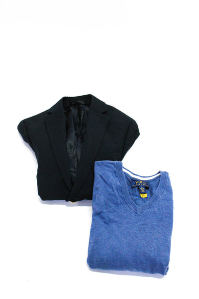 Polo Ralph Lauren Boys' Cotton V-Neck Long Sleeve Knit Top Blue Size M 10, Lot 2