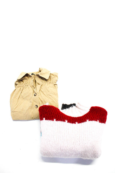 Zara Womens Colorblock Chunky Knit Mock Neck Sweater Multicolor Size M XS, Lot 2