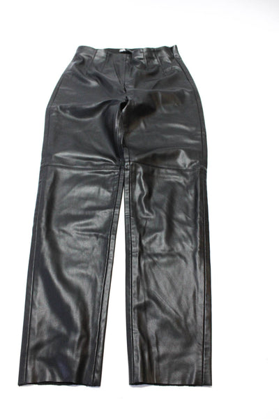 Zara Free People Womens Vegan Leather High-Rise Pants Black Size M 2 Lot 2